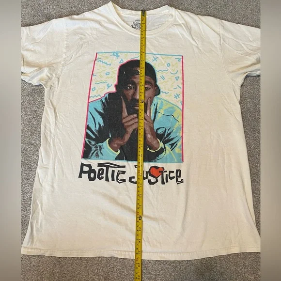 Retro Style Tupac Poetic Justice  Graphic Tee Hip Hop Merch Streetwear Cream - Picture 7 of 8